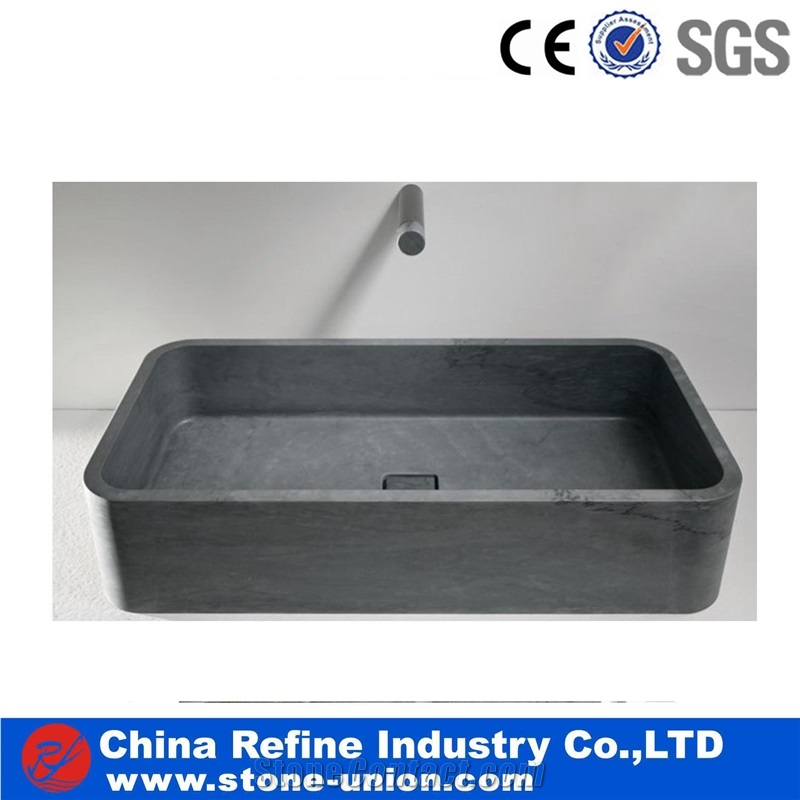 China Blue Limestone Honed Square Basin ,Limestone Wash Basin Indoor