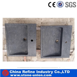 Customized Blue Limestone Sink and Basin Wholesale,Natural Stone Square Shape Hand Wash Basin Outdoor Stone Sink for Sale