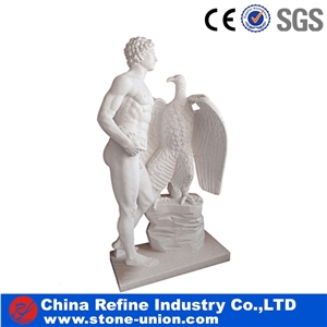 Famous David Statue , White Marble Sculpture, David and Eagle Carving Stone Manufacturer