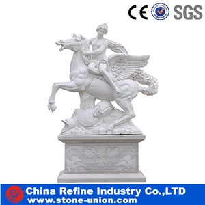 Famous David Statue , White Marble Sculpture, David and Eagle Carving Stone Manufacturer