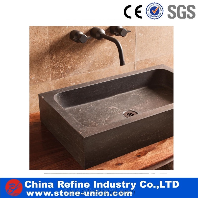 Low Price Blue Limestone Sinks & Basins Factory Wholesale,Blue Stone Basin Blue Limestone Honed Finish Vessel Sink for Bathroom