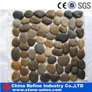Mixed Color Pebbles for Sale,Cheap Pebble Mesh,Polished Pebbles Mesh Paver Stone,Garden Walkway Paving Natural River Pebble Stone Driveway,Landscaping River Cobbles and Polished Pebbles on Mesh