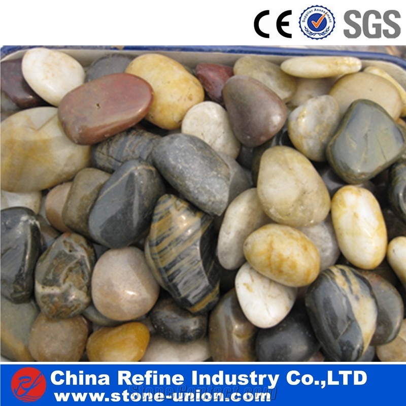 Mixed Color River Cobbles , Grade Aaa Polished and Waxed Pebbles,Multi Color Pebble,Cobble Stone Driveway & Walkway Pebble