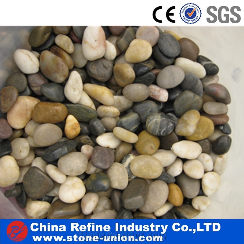 Mixed Color River Cobbles , Grade Aaa Polished and Waxed Pebbles,Multi Color Pebble,Cobble Stone Driveway & Walkway Pebble