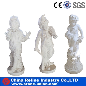 Small Cubid White Marble Statue, Pure White Natural Marble Stone Handcraft , Children Marble Statue
