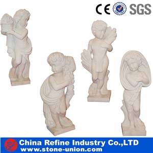 Small Cubid White Marble Statue, Pure White Natural Marble Stone Handcraft , Children Marble Statue