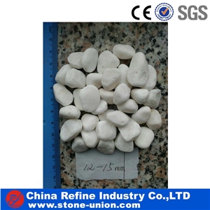 Snow White Pebbles , Snow Pure White Mechanism Sliced Pebbles , Tumbled Pebble