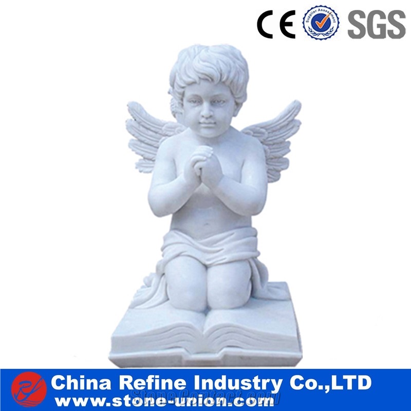 White Marble Angel with Pink Lamp, White Angel Statue Customzed Sized,Human Sculptures, Handcarved Sculptures, Religious Statues