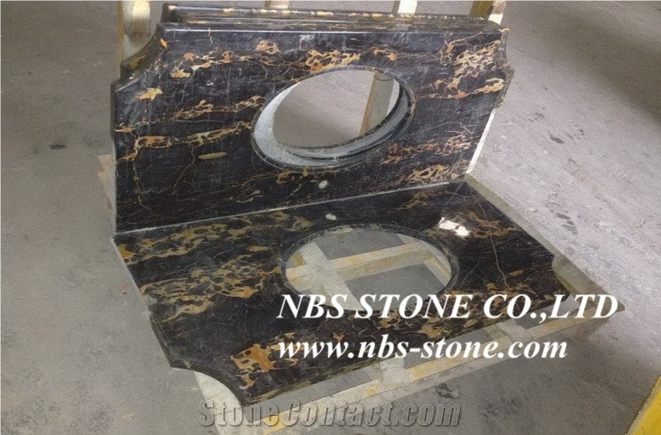 Italian Portoro Marble,Cut to Size for Kitchen Countertops