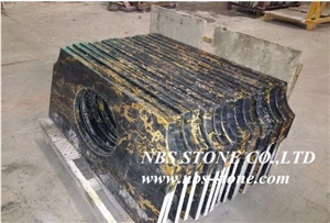 Italian Portoro Marble,Cut to Size for Kitchen Countertops