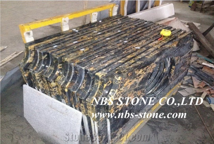 Italian Portoro Marble,Cut to Size for Kitchen Countertops