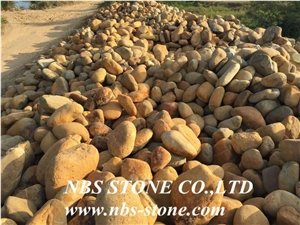 Yellow Round Cobblestone,Cheap Landscaping Pebble Stone , River Gravel Stone for Outdoor,Garden Decoration