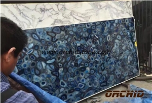 Blue Agate Semiprecious Stone Slabs, Agate Slabs Blue Gemstone