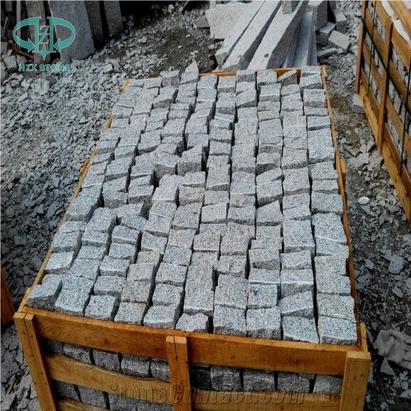 Grey Granite, G601 Granite Cube Stone, Light Grey Granite Cobble Stone for Paving Outside
