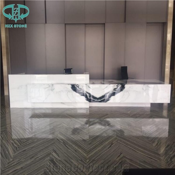 Luxury Panda White Marble Countertops Reception Desk Table Tops Work Tops