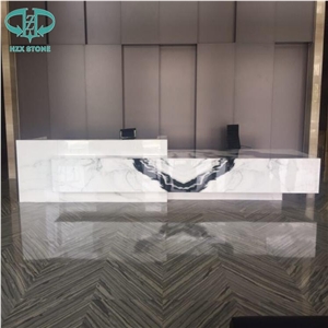 Luxury Panda White Marble Countertops Reception Desk Table Tops Work Tops