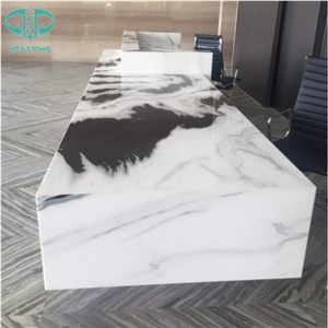 Luxury Panda White Marble Countertops Reception Desk Table Tops Work Tops