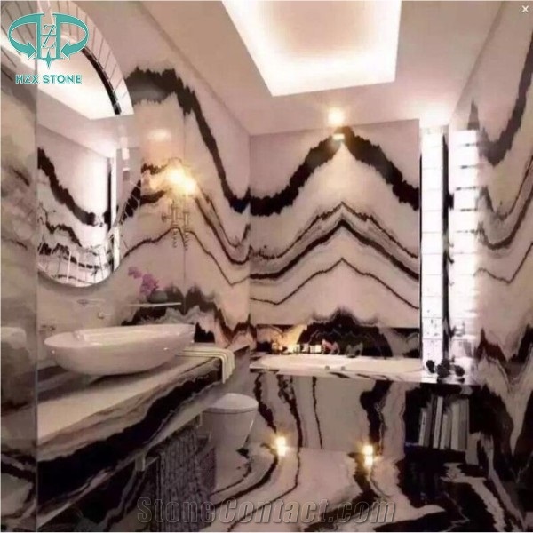 Luxury Panda White Marble Countertops Reception Desk Table Tops Work Tops