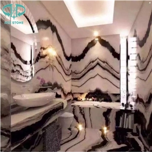 Luxury Panda White Marble Countertops Reception Desk Table Tops Work Tops