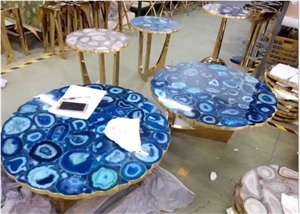 Gemstone Small Coffee Table,Agate Specail Round Table