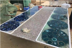 Gemstone Small Coffee Table,Agate Specail Round Table