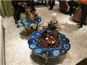 Gemstone Small Coffee Table,Semi Precious Specail Round Table