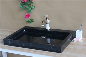Marble Vessel Sink Marble Nero Marquina Farm Basin for Bathroom Sink