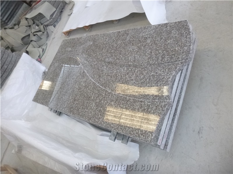 China G664 Misty Brown Monument, Granite Polished Tombstone, Gravestone Price, High Polished Design, Single and Double with Carving, Brown, Black, Blue, Red for Polish, Hungary, Slovakia Manufacturer
