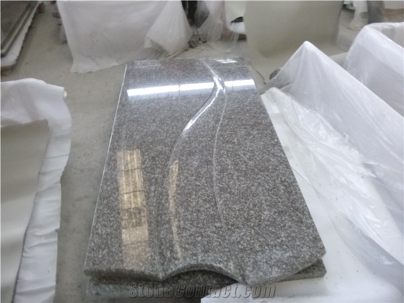 China G664 Misty Brown Monument, Granite Polished Tombstone, Gravestone Price, High Polished Design, Single and Double with Carving, Brown, Black, Blue, Red for Polish, Hungary, Slovakia Manufacturer