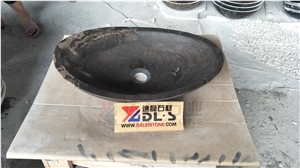 Natural Black Stone Limestone Wash Basin Sink,Polished,Luxury Decorative Sink Above Washroom Countertop,Competitive Price