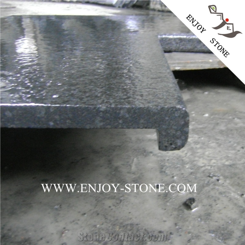 Absolute Black Basalt Swimming Pool Pavers,China Black Pearl Basalt Bullnose Pool Coping,G684 Black Basalt Bullnose Pool Coping,Fuding Black Basalt