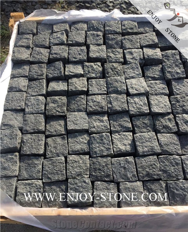 All Sides Natural Split Cobblestone G684 Fuding Black, Black Basalt, Black Pearl Basalt, Black Basalt, Natural Split Cobble/Cube Stone/Flooring/Walling/Pavers/