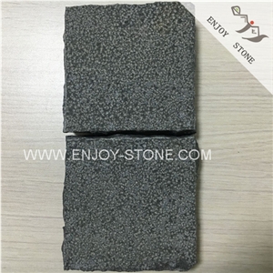 Bush Hammered Finish Zhangpu Black Basalt,Black Absolute Basalt Pavers,Cube Stone Walkway Pavers,Exterior Pattern Building Stone