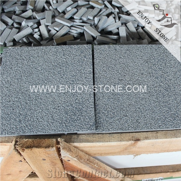 Bushhammered Surface Hainan Black Absolute Basalt,Black Basalt Stone Tiles,Basalt Black Pavers