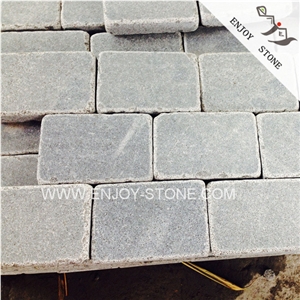 Cheap Popular Padang Dark G654,Sesame Black Granite Cobblestone,Garden Stepping Pavements,Walkway Pavers,Tumbled Finish Granite,Natural Stone Pavers,Exterior Pattern,Driveway Paving Stone