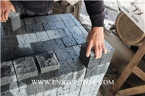 Cheap Price Hainan Grey Lava Stone,Natural Split Face Exterior Cube Stone for Courtyard Road Pavers,Garden Stepping,Driveway,Walkway