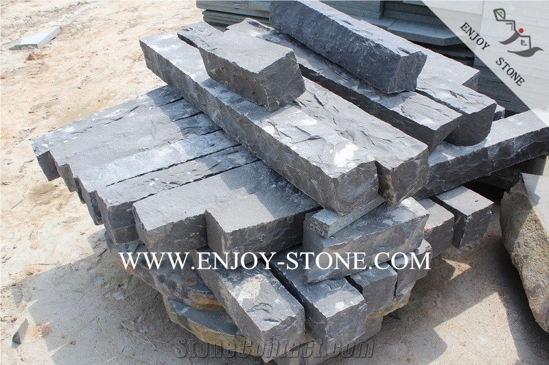 Cheap Zhangpu Black Basalt Palisade,All Sides Natural Split Finish Pillars for Garden Wall Decoration,Garden Boulders