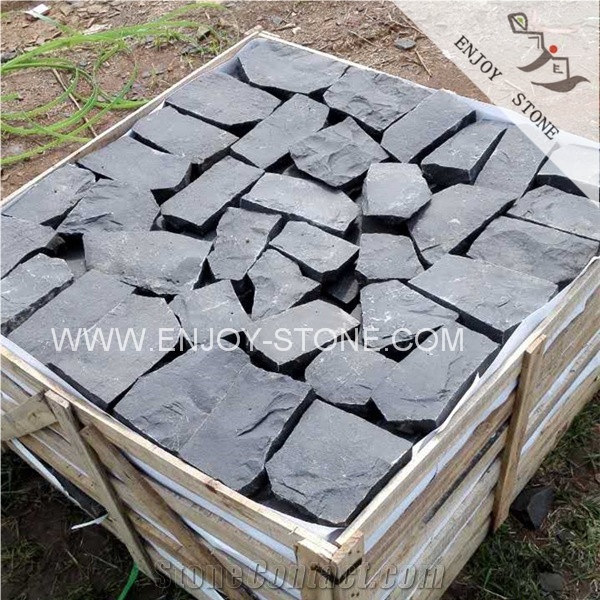 Cheapest Zhangpu Black Basalt Paving Stone Natural Split Finishing,Cheapest Black Absolute Basalt Cubestone Natural Split,Exterior Building Stone,Garden Stepping Pavements,Cobble Stone