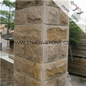 China G682 Rustic Yellow Granite Mushroomed Stone with Natural Split Finish for Wall Cladding,Landscaping & Garden Stone