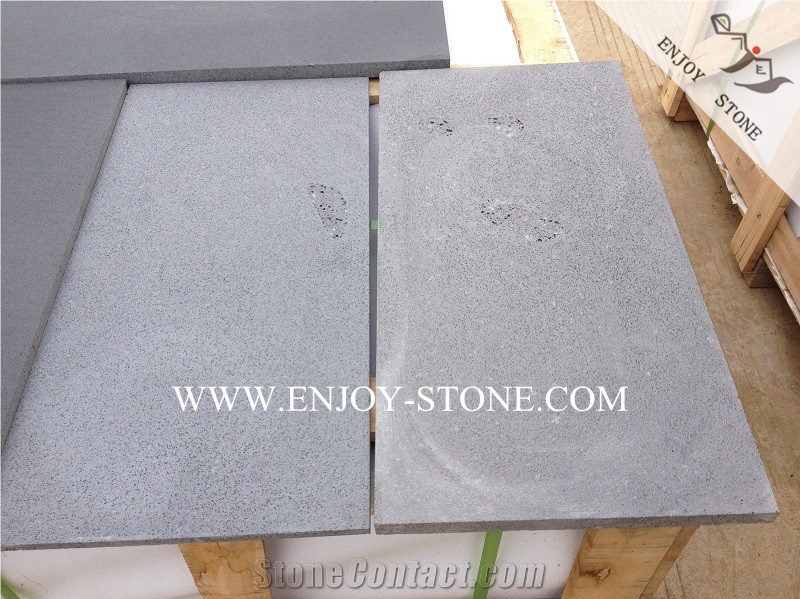 China Grey Bluestone Sawn Cut Tiles,Fujian Basalto/Andesite/Basaltina Machine Cut Slabs with Honeycombs/Cats Paws,Lava Stone Wall Covering&Flooring