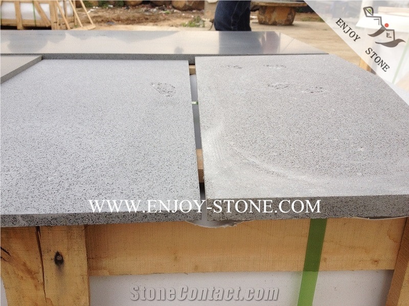 China Grey Bluestone Sawn Cut Tiles,Fujian Basalto/Andesite/Basaltina Machine Cut Slabs with Honeycombs/Cats Paws,Lava Stone Wall Covering&Flooring