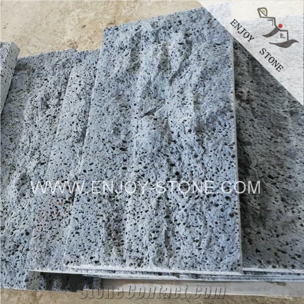 China Hainan Grey Basalt Andesite Stone Supplier,Lava Volcanic Stone Tiles,Slabs Cube Stone & Cobble Stone for Wall Cladding,Flooring and Paving