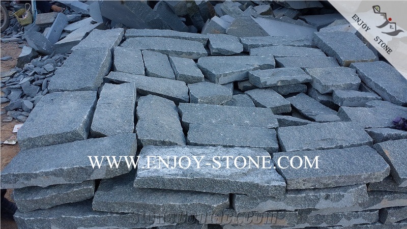 China Zhangpu Green Granite All Sides Natural Split Crazy Pavers,G612 Irregular Exterior Paving Sets