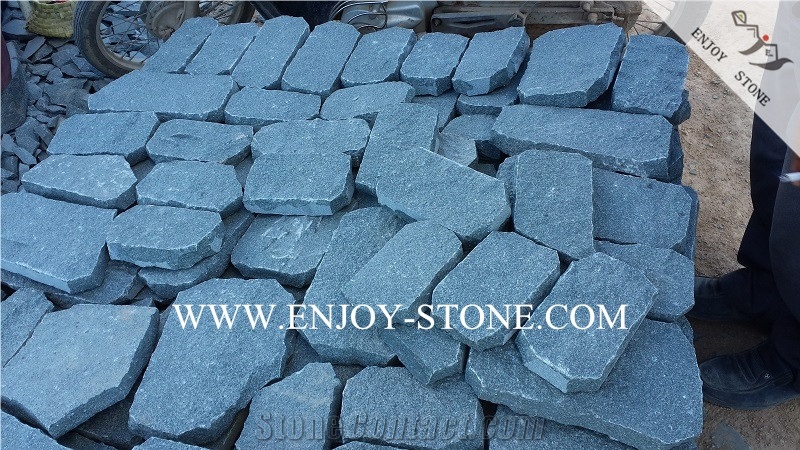 China Zhangpu Green Granite All Sides Natural Split Crazy Pavers,G612 Irregular Exterior Paving Sets