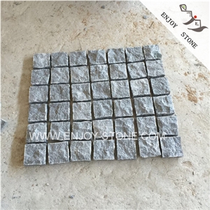 Chinese Cheap Gray Granite,Padang Dark G654 Granite Paver on Mesh,Cobbles with the Mesh,Mesh Cobblestone Pavers,Walkway Paving,Natural Split Finish Grey Granite Cobblle Stone,Courtyard Road Pavers