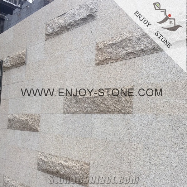 Cleft Cheap G682 Golden Yellow,Rusty Yellow Granite Stone,Beige Granite Cobble Stone for Flooring,Split Face Mushroom Stone,Driveway Paving Stone