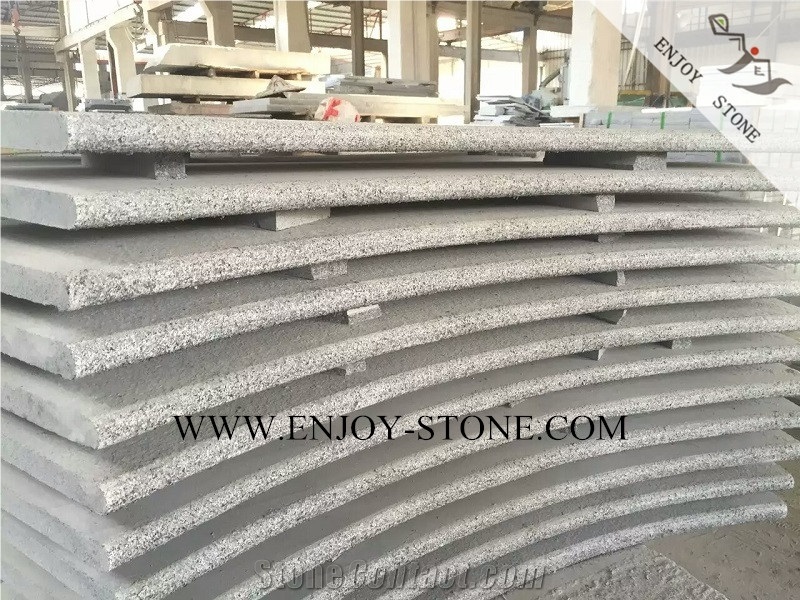 Curved Granite Tiles,G654 Dark Grey/Impala Black/Padang Dark Grey Granite Top Flamed/Exfoliated,One Long Side Flamed and Bullnose Edge Swimming Pool Coping Tiles/Pool Pavers