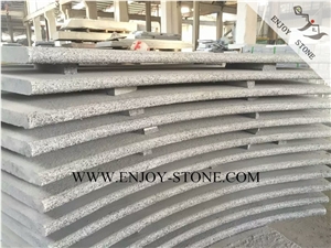 Curved Granite Tiles,G654 Dark Grey/Impala Black/Padang Dark Grey Granite Top Flamed/Exfoliated,One Long Side Flamed and Bullnose Edge Swimming Pool Coping Tiles/Pool Pavers Curved Granite Tiles,G654 Dark Grey/Impala Black/Padang Dark Grey Granite Top Flamed/Exfoliated,One Long Side Flamed and Bullnose Edge Swimming Pool Coping Tiles/Pool Pavers