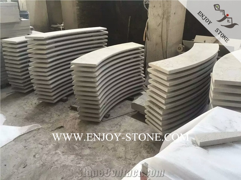 Curved Granite Tiles,G654 Dark Grey/Impala Black/Padang Dark Grey Granite Top Flamed/Exfoliated,One Long Side Flamed and Bullnose Edge Swimming Pool Coping Tiles/Pool Pavers
