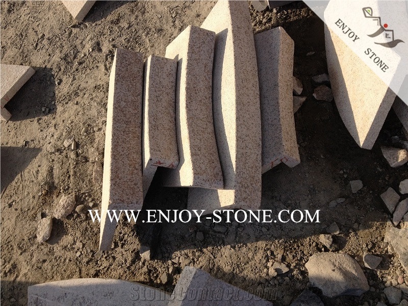 Curved/Straight Square Edge Drop Face Swimming Pool Coping,G682 Yellow Rusty Granite One Piece Solid Pool Terraces